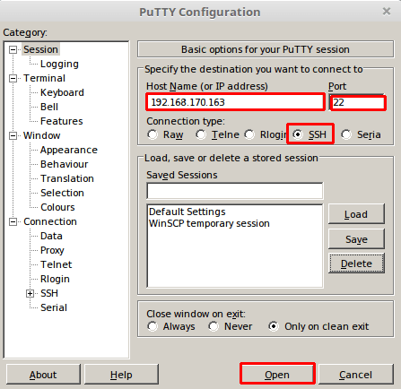 Подключение по SSH через Putty