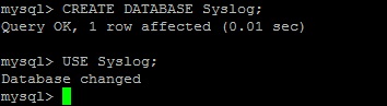 Создание базы данных rsyslog