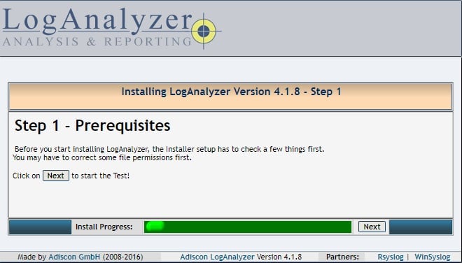 Installing LogAnalyzer - Step 1