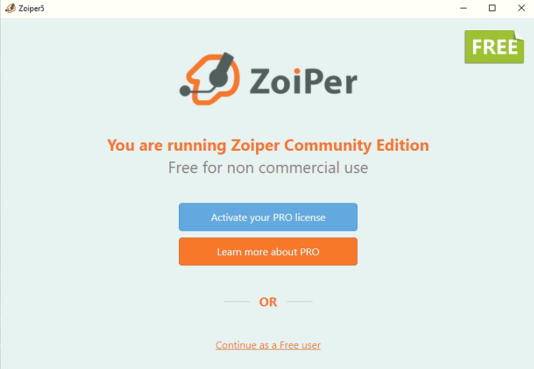Первый запуск Zoiper