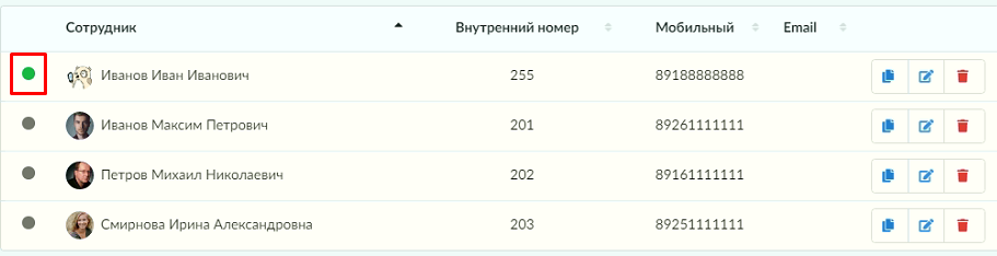 Список подключенных учетных записей на Askozia