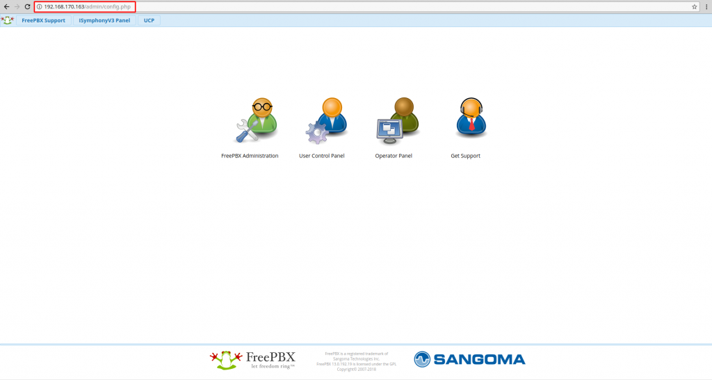 WEB панель FreePBX.