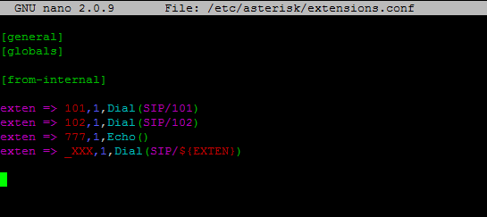 /etc/asterisk/extensions.conf на АТС без веб-интерфейса