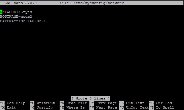 Настройка сетевых параметров на 2 сервере - редактирование /etc/sysconfig/network 