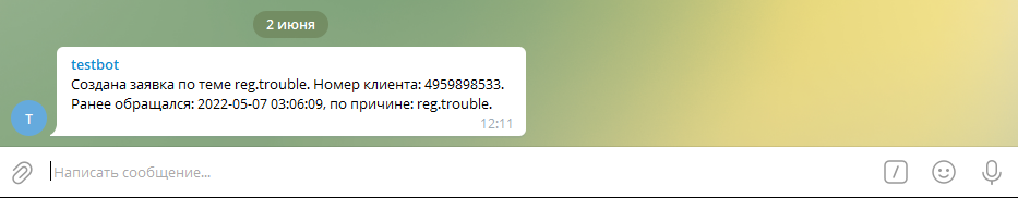 Уведомление в telegram